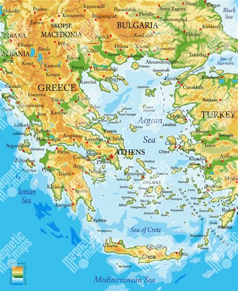 Mapa starovekého Grécka s vyznačením severu