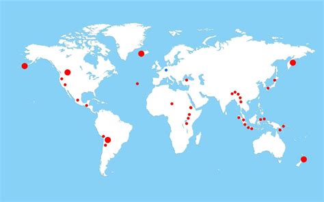 Mapa s vyznačenými miestami spojenými s Osho hnutím