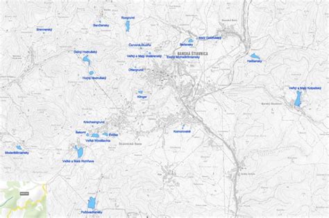 Mapa tajchov v okolí Banskej Štiavnice
