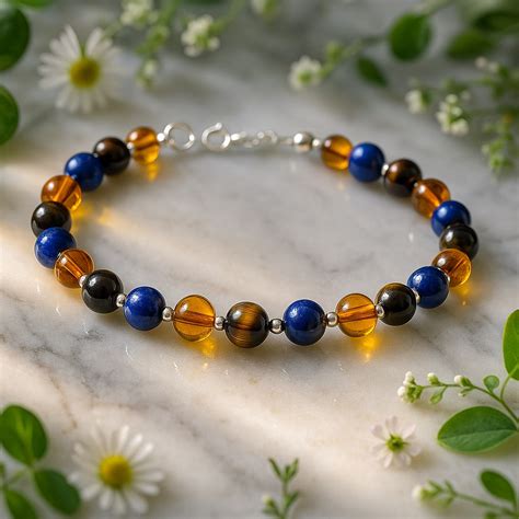 Náramok z minerálov s tigrím okom a citrínom