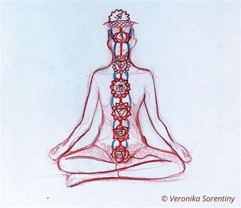 Ilustrácia siedmich čakier pozdĺž chrbtice