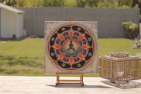 Ručne maľovaná mandala na hodvábe