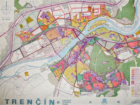 Mapa mesta Trenčín s vyznačenými kultúrnymi lokalitami