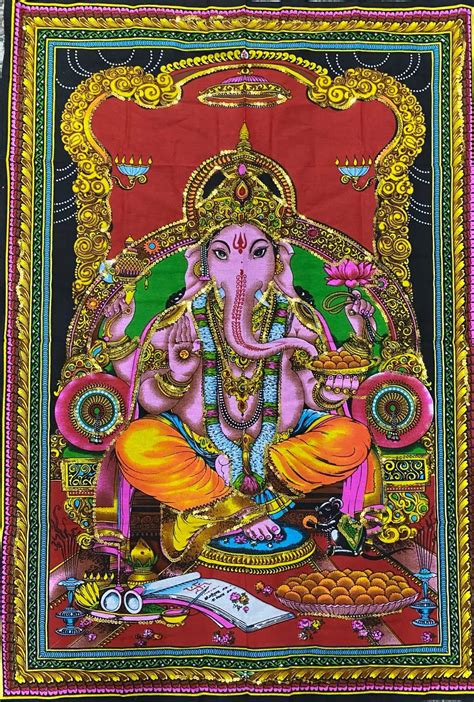 Obrázok boha Ganéšu s jeho typickými atribútmi