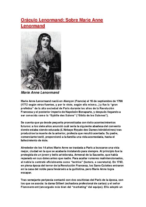 Portrét Marie Anne Lenormand